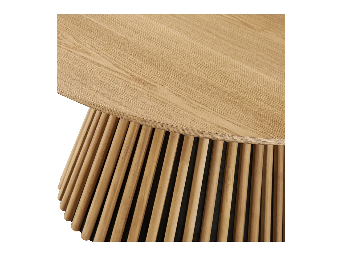 Table basse ronde en bois piètement cannelé Ø80 cm - Ada