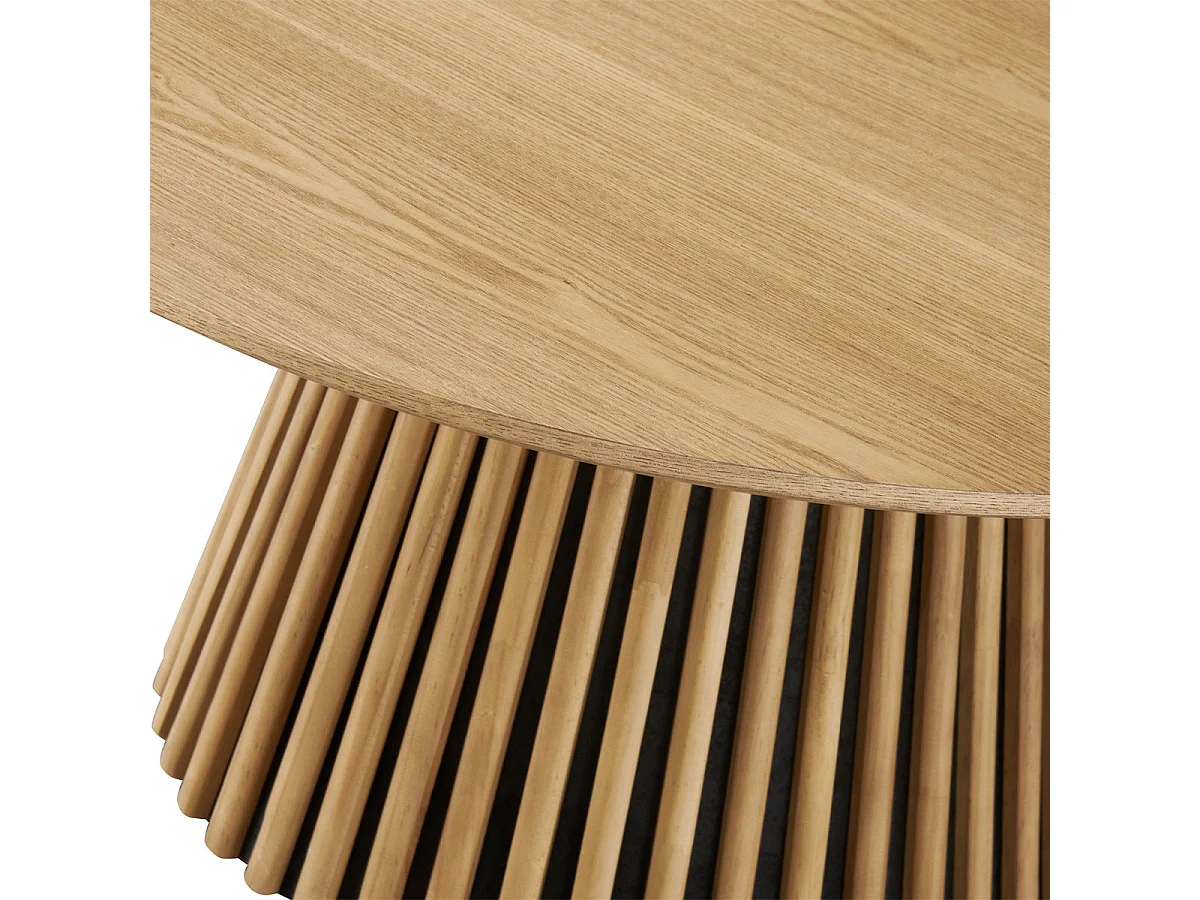Table basse ronde en bois piètement cannelé Ø80 cm - Ada