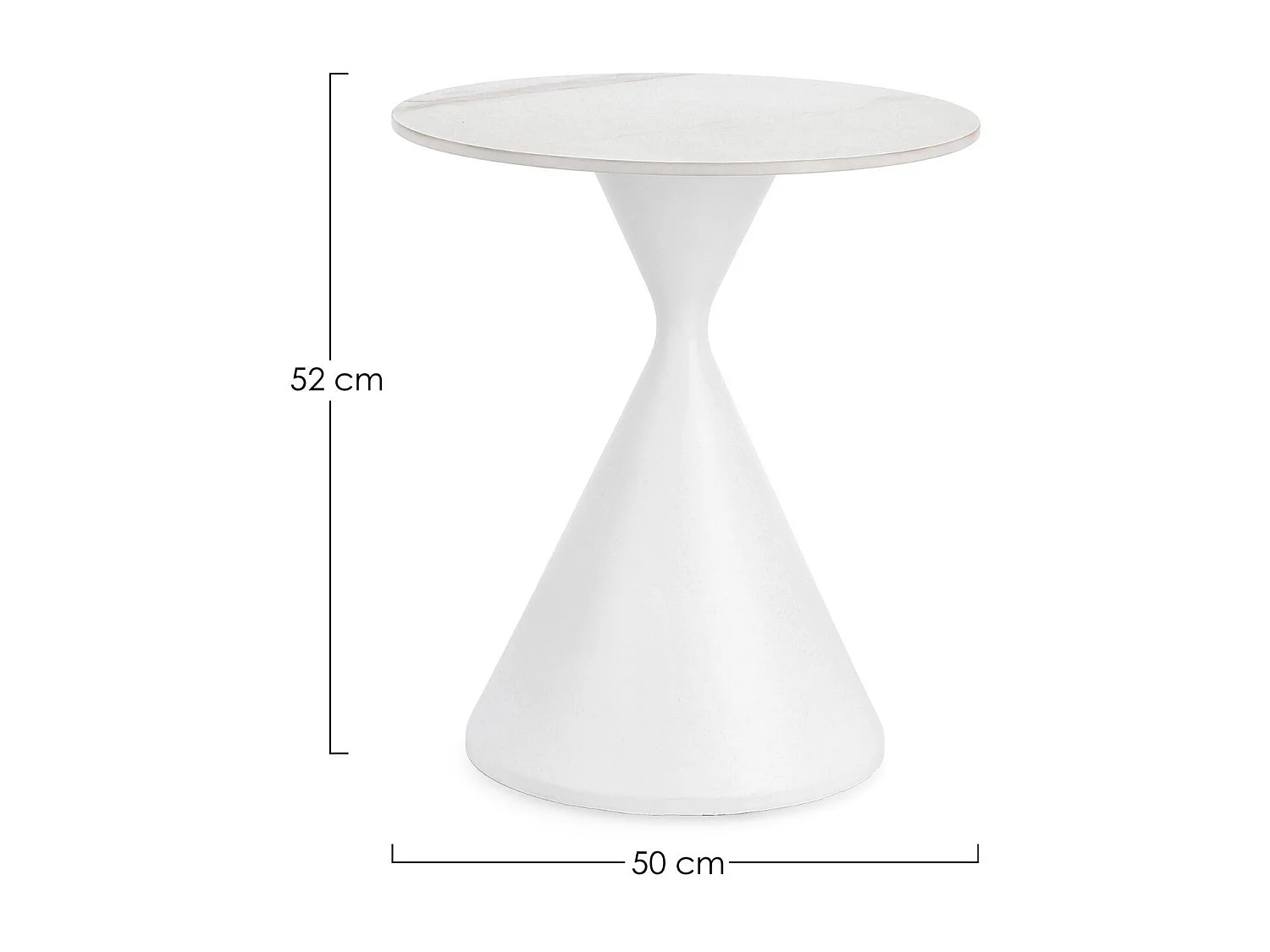 Bout de canapé rond D50 en céramique pied central en métal - EZE