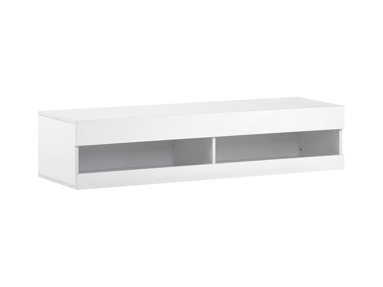 Mobile TV LED bianco con illuminazione, mobile TV basso con contenitore, design moderno, MDF, bianco (140x40x30,5cm)