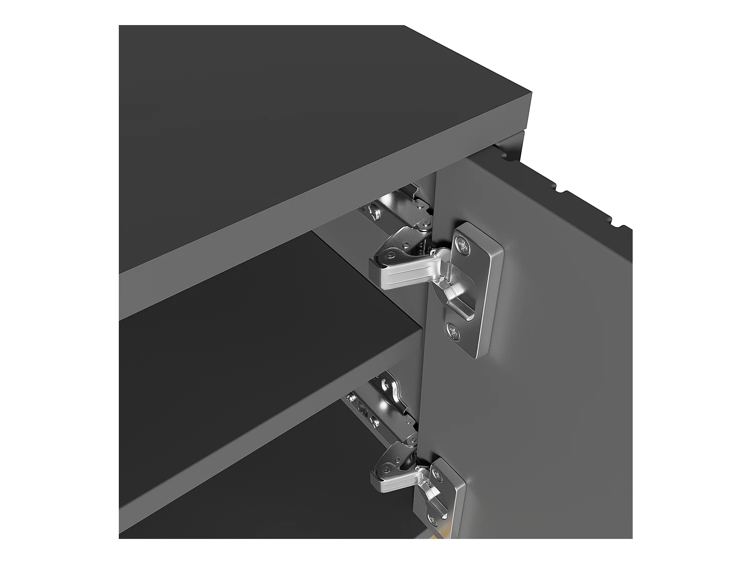 TV-meubel, design met structuurdeuren, 1 lade, 3 deuren, gouden poten, MDF, grijs en hout (170x40x45,5cm)