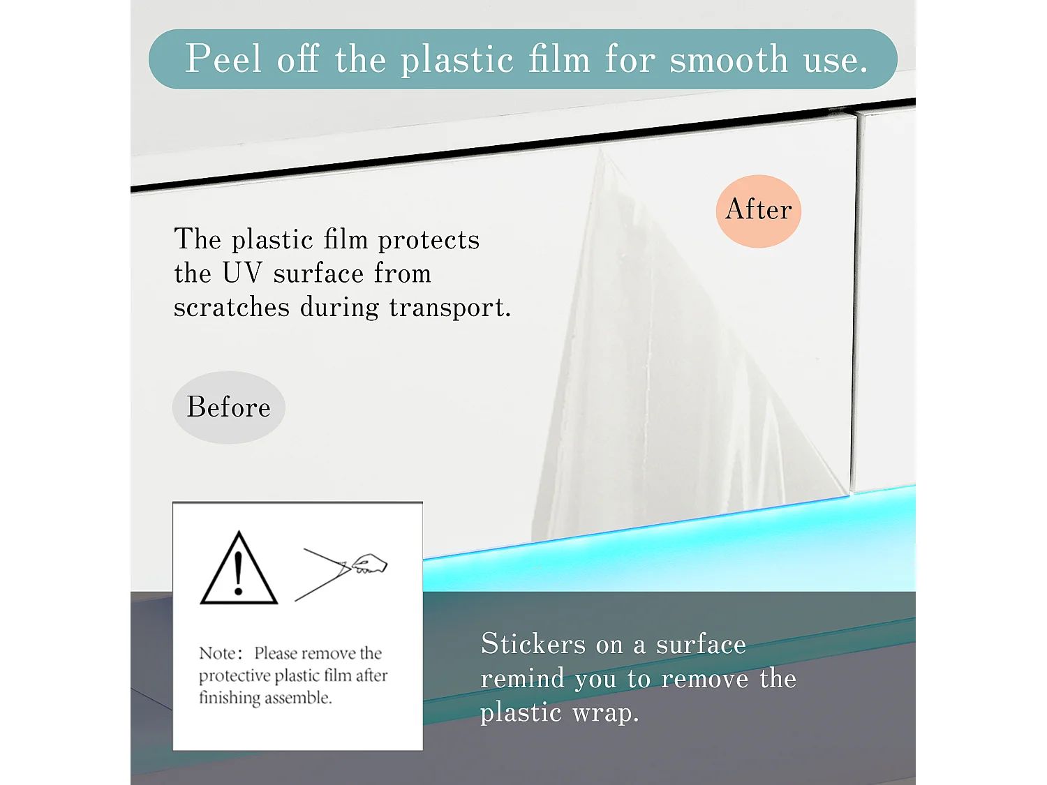 Meuble TV blanc laqué avec LED, 16 couleurs, pour TV 60 pouces, 140x38x38cm