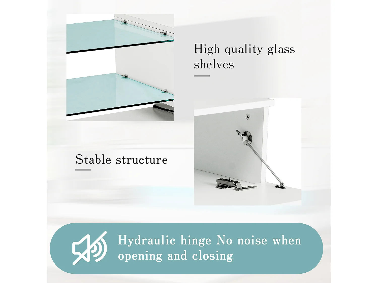 Meuble TV blanc laqué avec LED, 16 couleurs, pour TV 60 pouces, 140x38x38cm