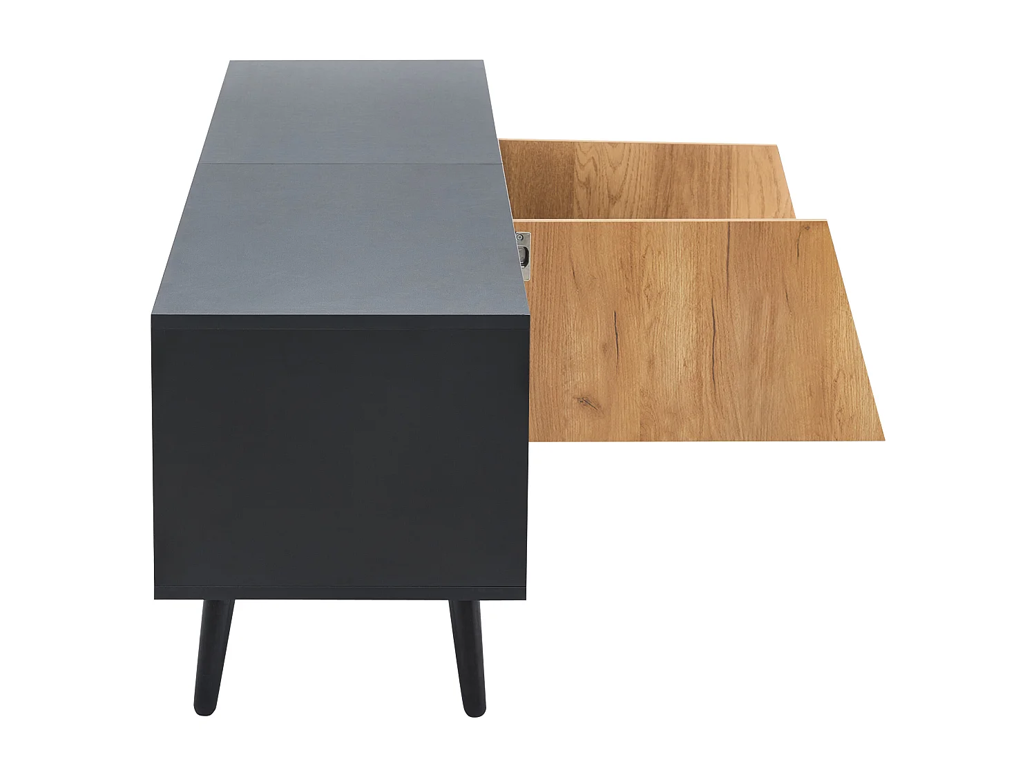 Meuble TV 180cm avec 2 Armoires, 1 Tiroir, Design Minimaliste avec Pieds en Bois Massif, Compatible 75 pouces (180x40x46cm)