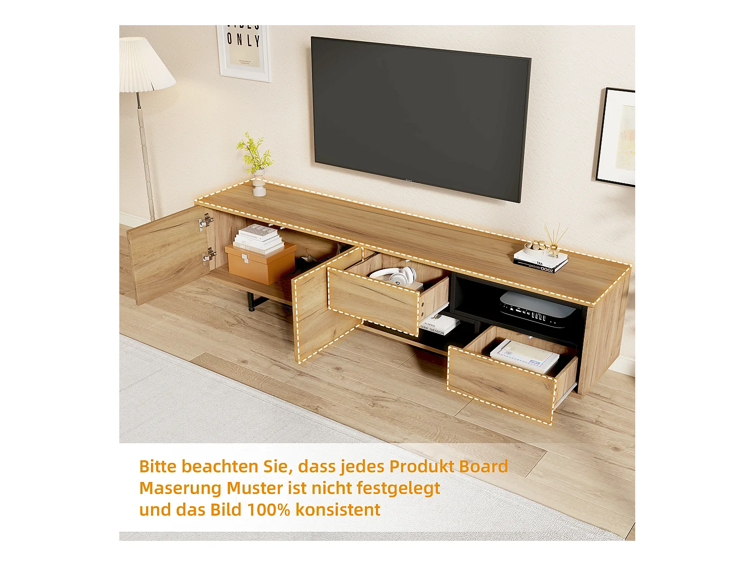 Mueble de TV bajo con estantes tipo escalera, diseño de madera, para televisores de hasta 70 pulgadas (173x38x48 cm)