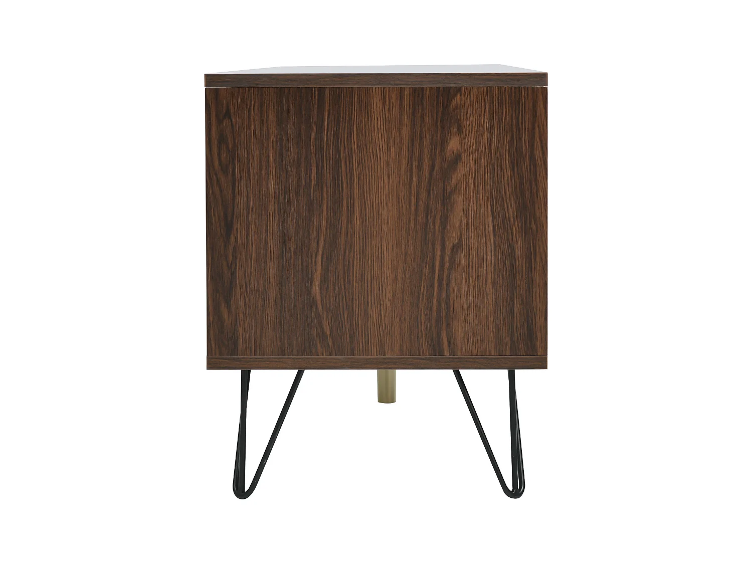 TV-Schränke, Lowboard, Massivholz-Türen, Goldgriffe, Eisenfüße, Stauraum, color madera natural (155x38x48cm)