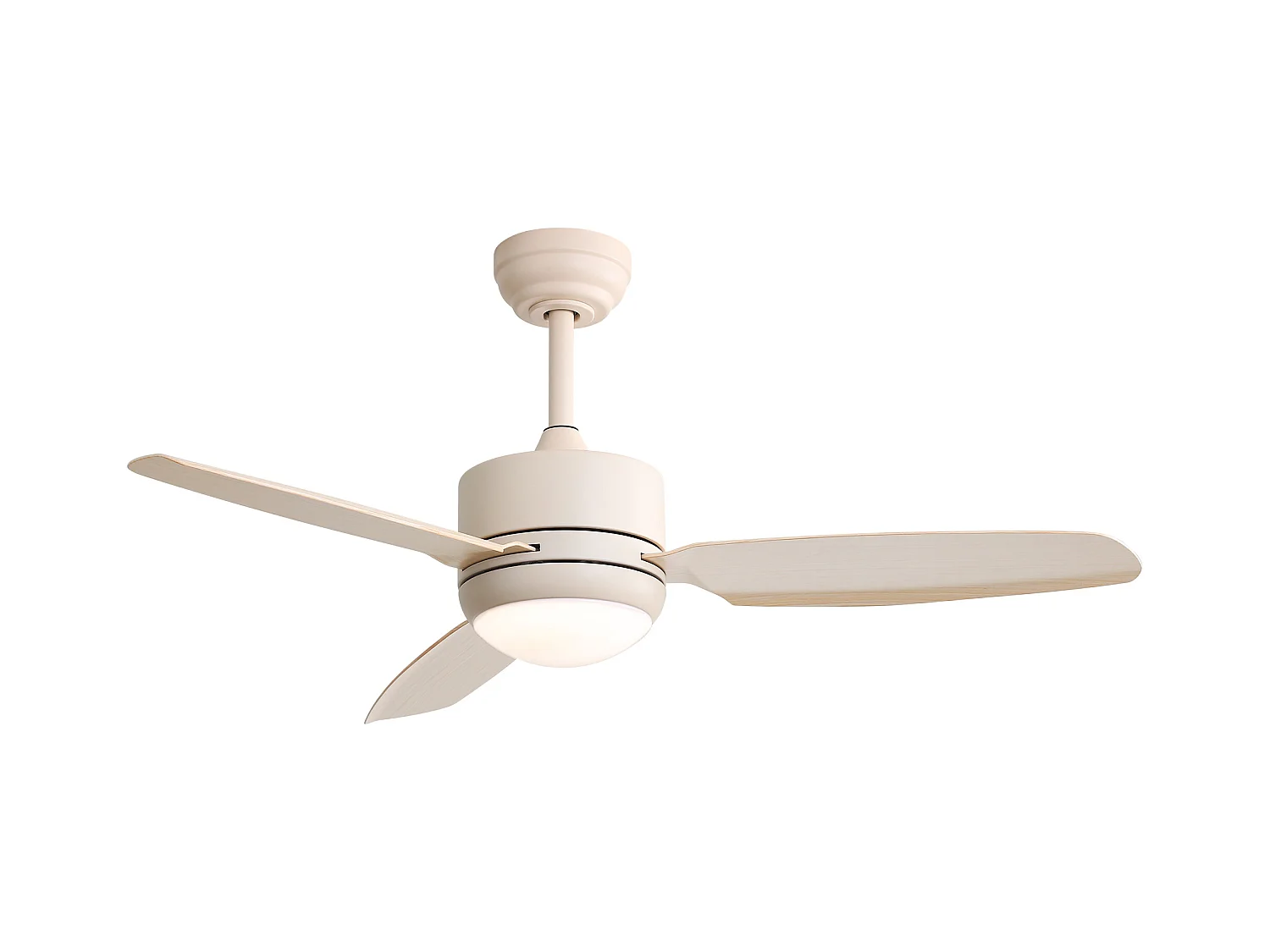 Ventilateur de plafond de 117 cm avec éclairage, 3 pales en ABS, moteur CC 6 vitesses, télécommande, blanc cassé (116,8 x 116,8 x 54 cm)