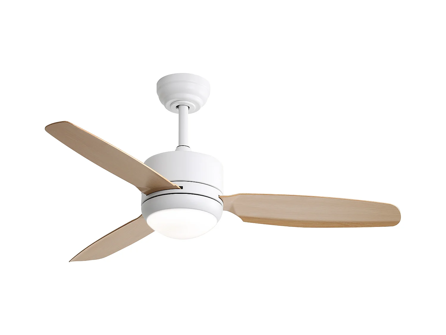 Ventilateur de plafond de 117 cm avec éclairage, 3 pales en ABS, moteur CC 6 vitesses et télécommande pour chambre, salon et bureau (116,8 x 116,8 x 54 cm)