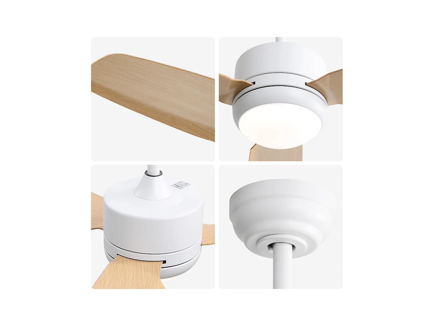 Plafondventilator van 46" met verlichting, 3 ABS-bladen, 6-snelheden DC-motor en afstandsbediening voor slaapkamer, woonkamer en kantoor (116,8x116,8x54cm)