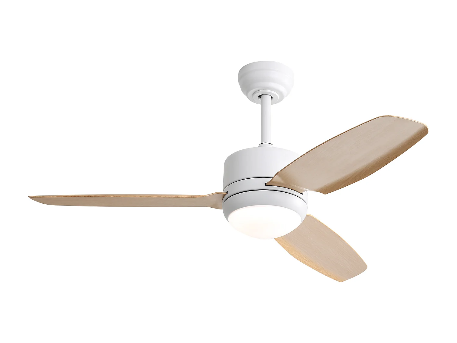 Ventilateur de plafond de 117 cm avec éclairage, 3 pales en ABS, moteur CC 6 vitesses et télécommande pour chambre, salon et bureau (116,8 x 116,8 x 54 cm)