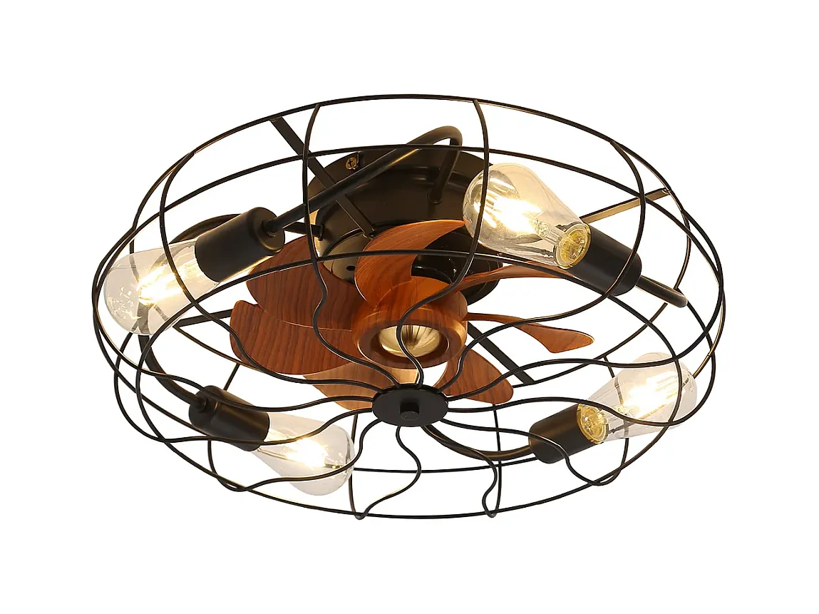 Ventilateur de plafond industriel 7 pales de 50 cm avec ampoule, télécommande, design discret (50,8 x 50,8 x 25 cm)
