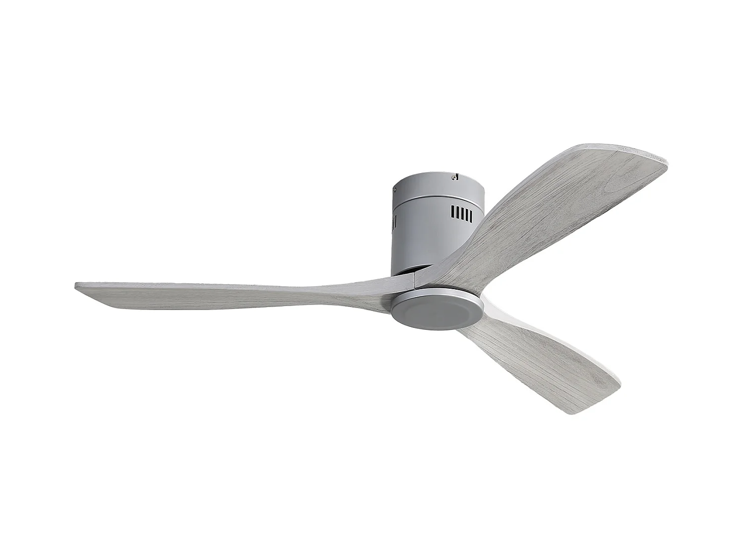 Ventilateur de plafond encastré de 132 cm, 3 pales en bois sculpté, moteur réversible silencieux, télécommande sans Léger (132x132x24,5cm)