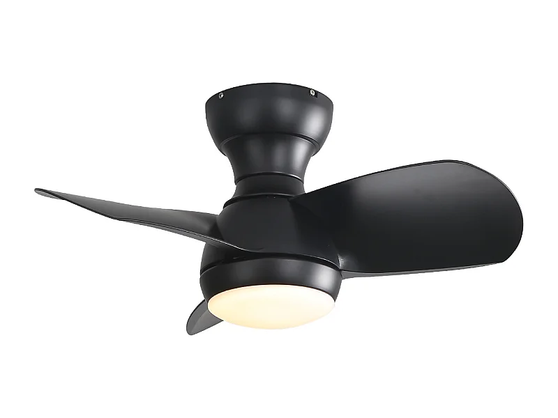 23" plafondventilator voor slaapkamer met 3 dimbare ABS-bladen in 3 kleuren, afstandsbediening, omkeerbare DC-motor, zwart, 18W LED-lamp (58,4x58,4x27,1cm)