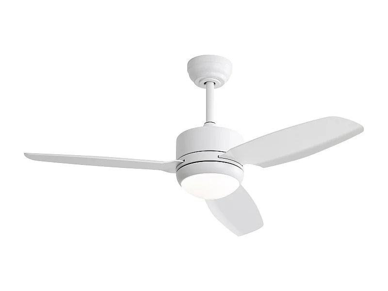 Ventilateur de plafond de 117 cm avec éclairage, 3 pales en ABS, moteur CC 6 vitesses, blanc (116,8 x 116,8 x 54 cm)