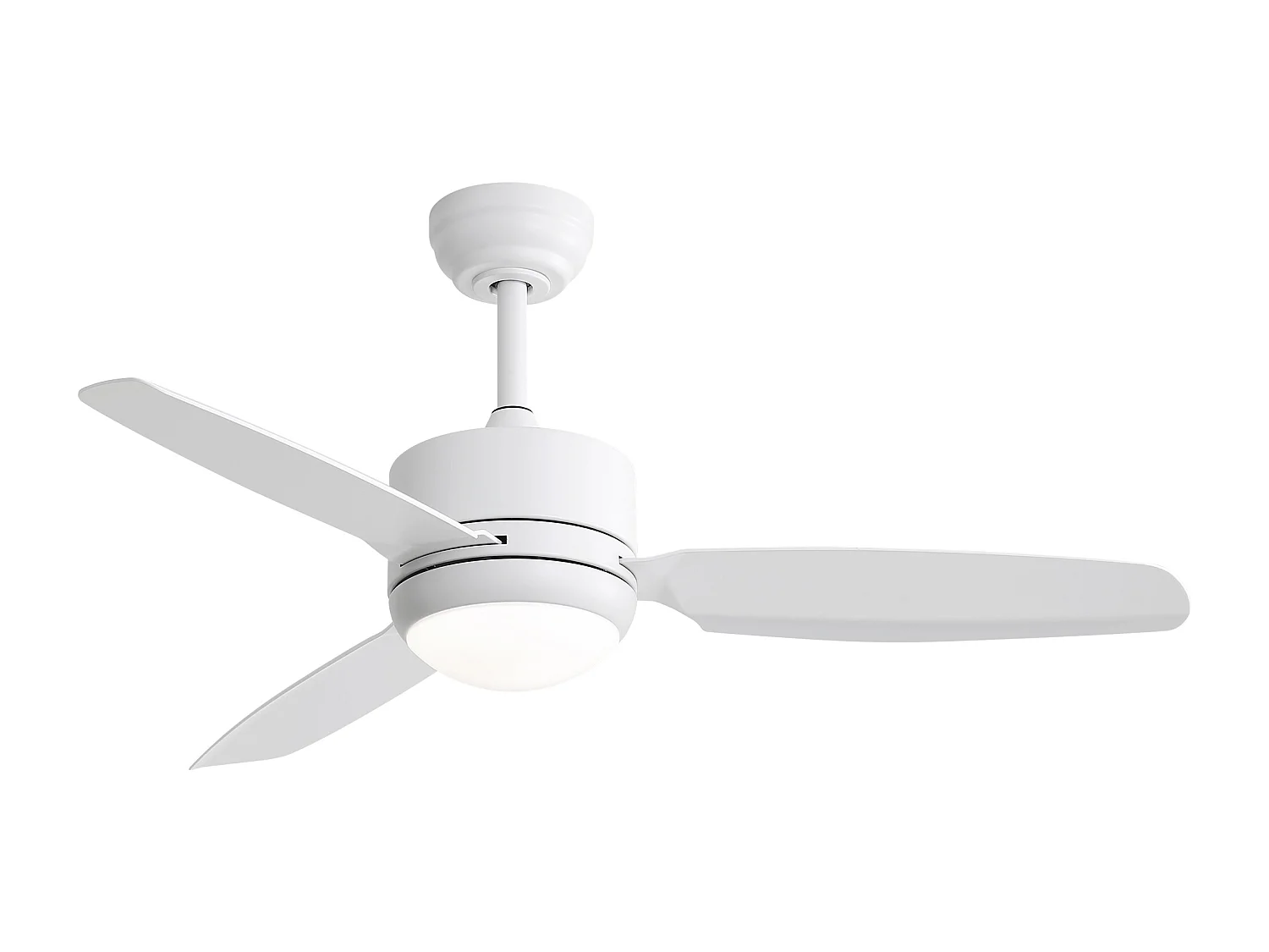 Ventilador de techo de 46 pulgadas con luces, 3 aspas de ABS, motor de CC de 6 velocidades, blanco (116,8 x 116,8 x 54 cm)