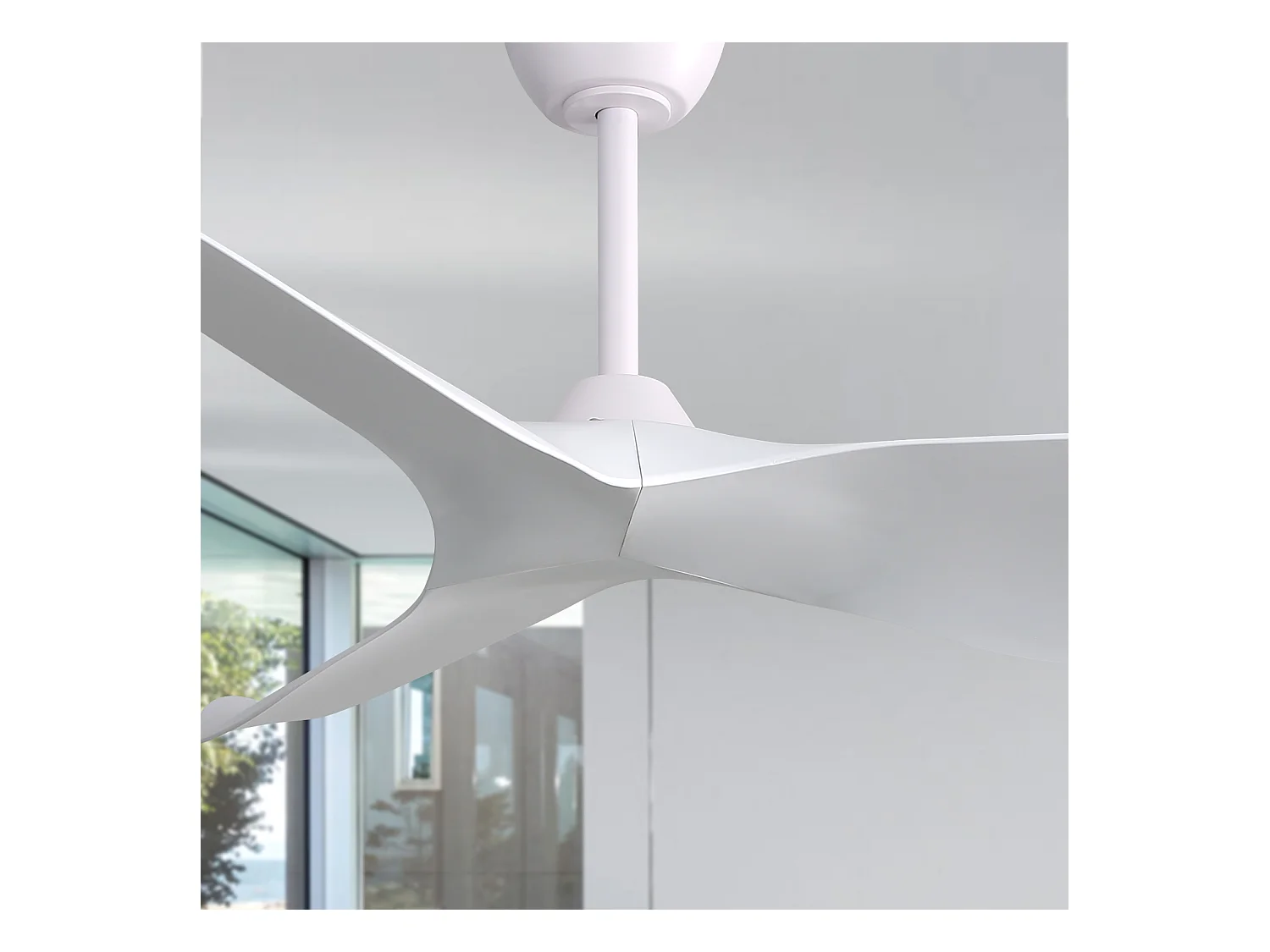 52 inch plafondventilator voor binnen met afstandsbediening met 6 snelheden, 3 ABS-bladen, omkeerbare DC-motor, wit (132 x 132 x 30 cm)