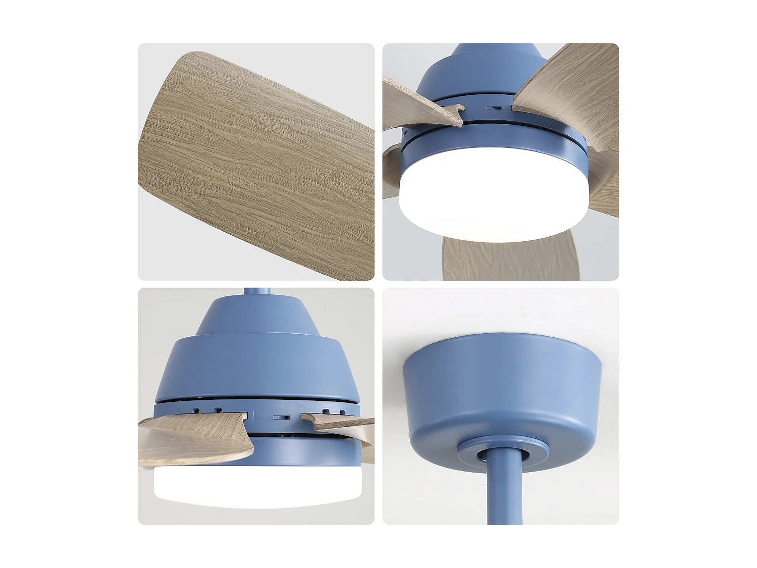 Ventilateur de plafond 42 pouces avec éclairage LED 22 W, 5 pales en ABS, télécommande, bleu foncé(106,6 x 106,6 x 46,5 cm)