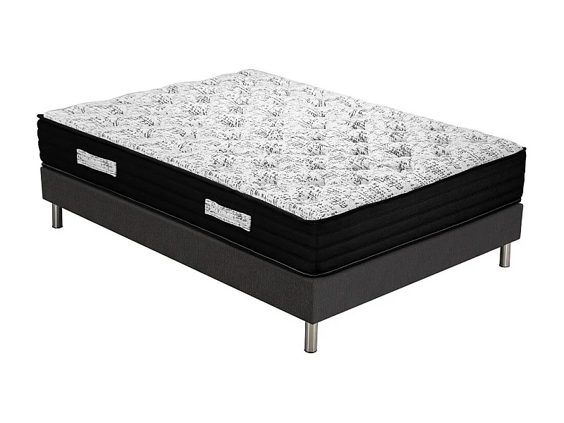 Matelas Black + sommier SR15 - 140x190 - Ressorts - Hauteur 26 cm - Très ferme