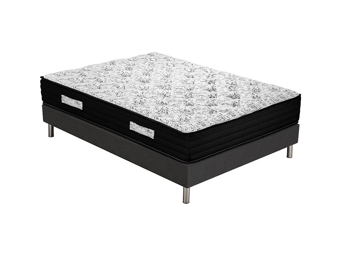 Matelas Black + sommier SR15 - 140x190 - Ressorts - Hauteur 26 cm - Très ferme