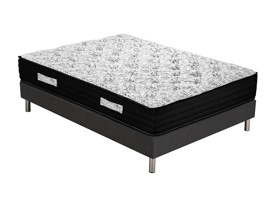 Matelas Black + sommier SR15 - 140x190 - Ressorts - Hauteur 26 cm - Très ferme