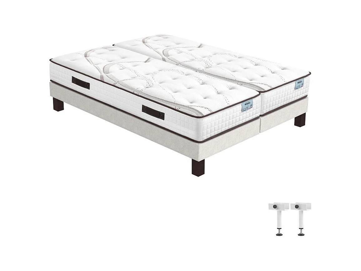 Matelas Moorea + sommier SR15 - 2x90x190 - Mousse - Hauteur 25 cm - Soutien ferme
