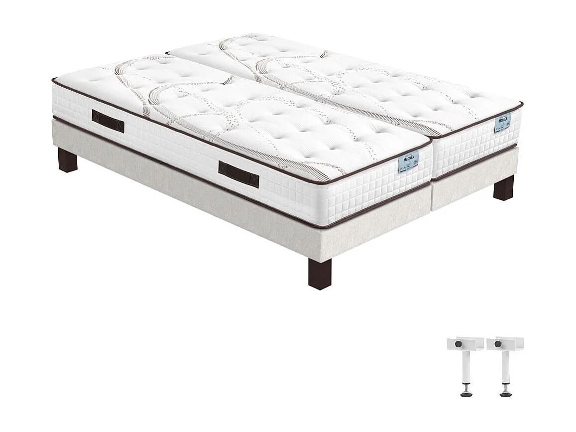 Matelas Moorea + sommier SR15 - 2x90x190 - Mousse - Hauteur 25 cm - Soutien ferme