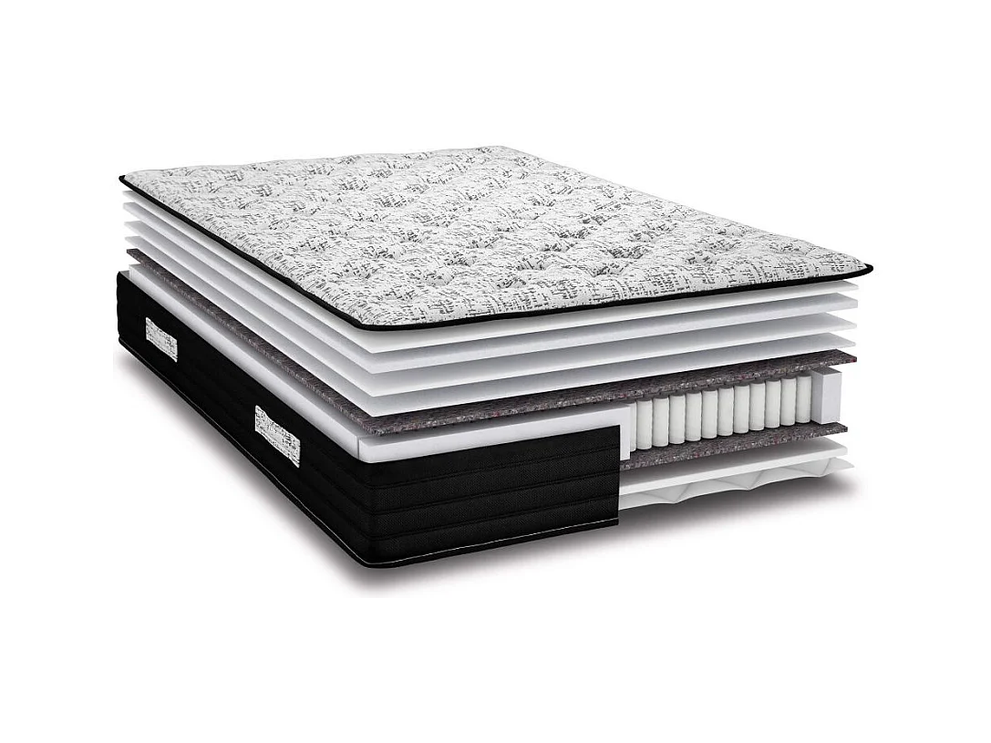 Matelas Black + sommier SR15 - 160x200 - Ressorts - Hauteur 26 cm - Très ferme