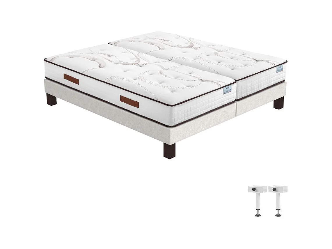 Matelas Repere + sommier SR15 - 2x90x190 - Ressorts - Hauteur 26 cm - Soutien ferme