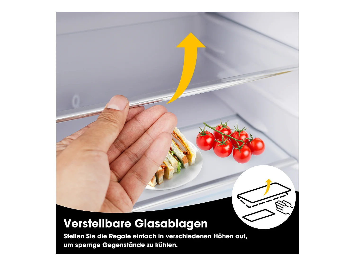 Mini Réfrigérateur Retro, 72L Total, 21L Congélateur, 51L Réfrigérateur, Énergie Classe E, LED, Design Rétro, Jaune (45x44x91cm)