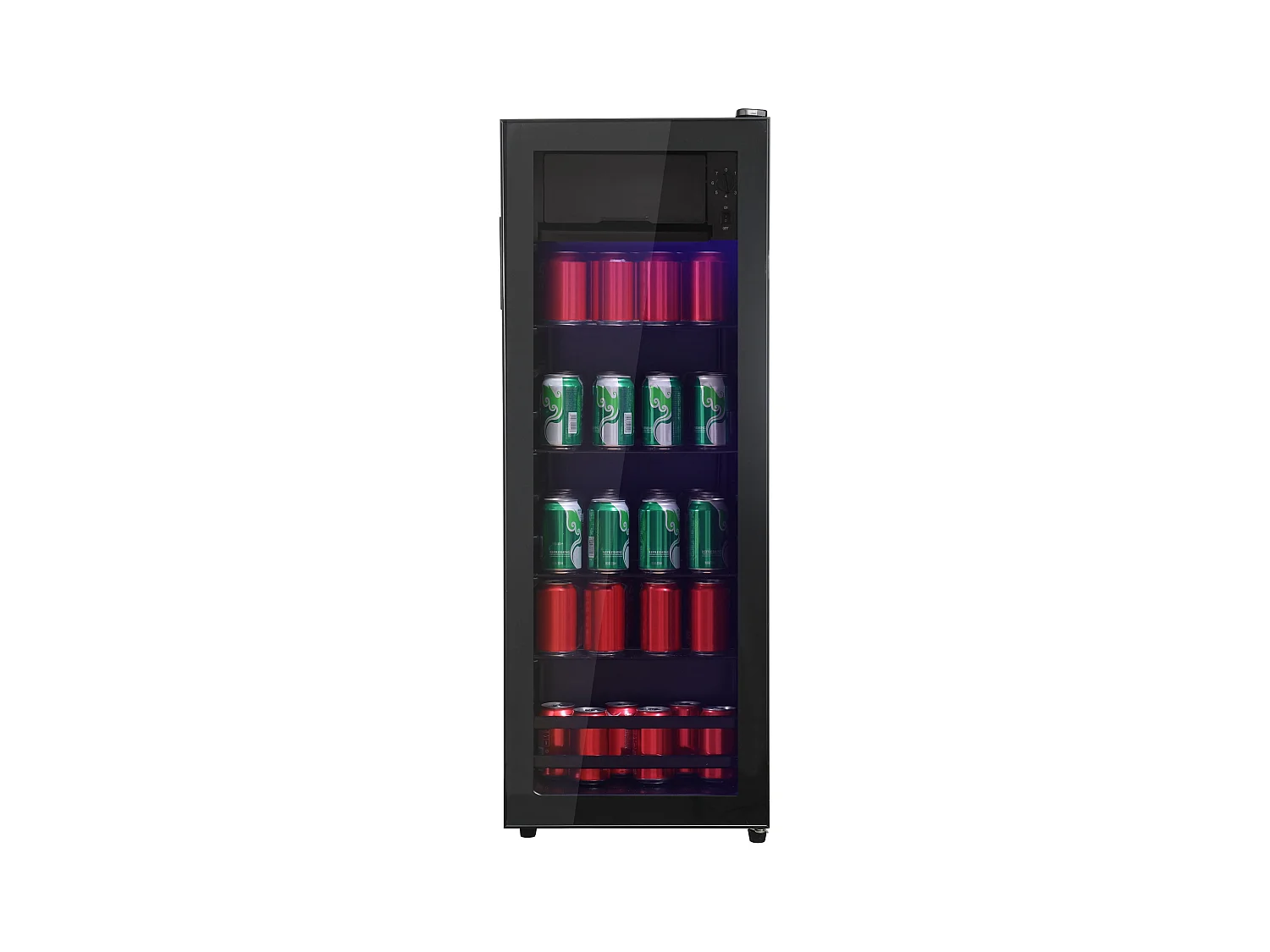 Mini Réfrigérateur 128L, 8L Congélateur + 120L Réfrigérateur, 7 Niveaux de Température, LED, R600a, Acier Inox, Noir (40x43.5x110cm)
