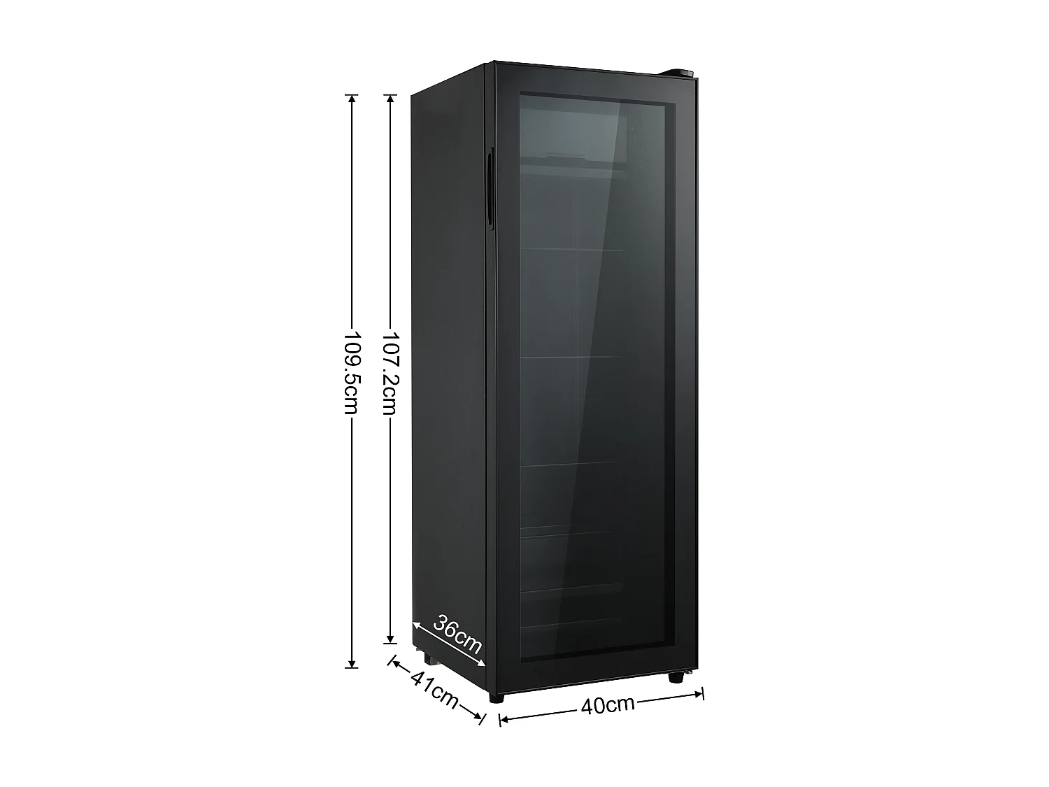 Minikoelkast 128L, 8L Congélateur + 120L koelkast, 7 temperatuurniveaus, LED, R600a, Acier Inox, Noir (40x43,5x110cm)