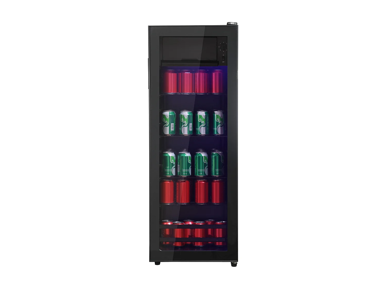 Minikoelkast 128L, 8L Congélateur + 120L koelkast, 7 temperatuurniveaus, LED, R600a, Acier Inox, Noir (40x43,5x110cm)