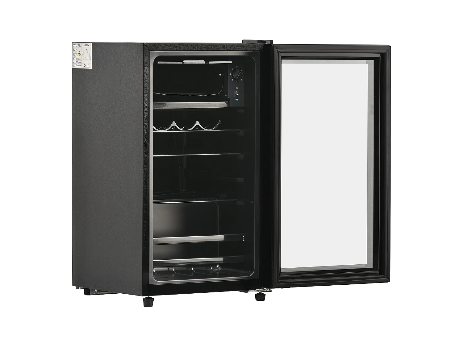 Mini Réfrigérateur 76L, 6L Congélateur + 70L Réfrigérateur, 5 Niveaux Température, LED, R600a, Acier Inox, Noir (40x43.5x71.6cm)