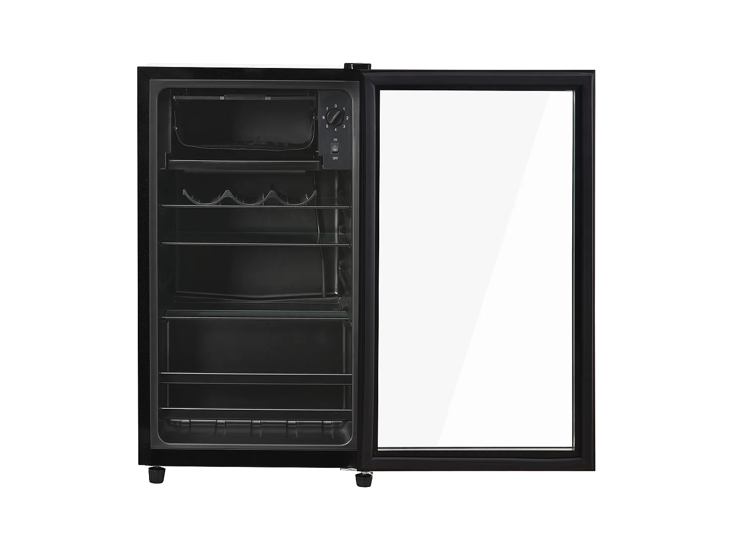 Mini Réfrigérateur 76L, 6L Congélateur + 70L Réfrigérateur, 5 Niveaux Température, LED, R600a, Acier Inox, Noir (40x43.5x71.6cm)