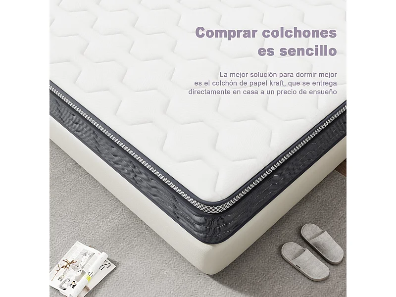 DEWINNER Colchón 135 x 190 x 27 cm Espuma viscoelástica, Muelles Individuales,Altura 27 cm, Absorbe la HumedadTranspirable