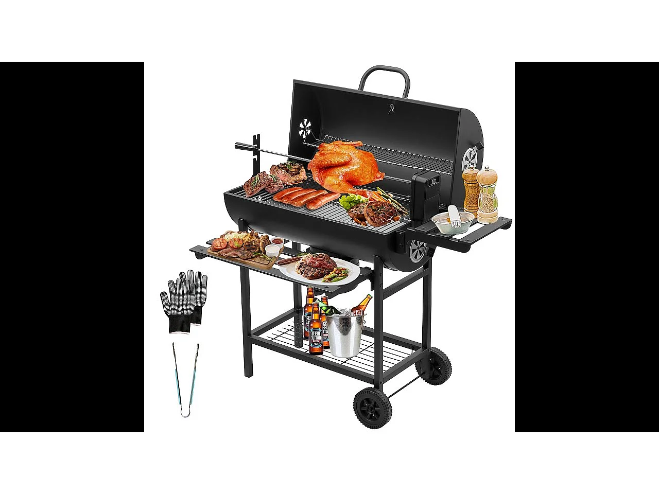 Grand camion barbecue, charbon de bois, avec grill à poulet