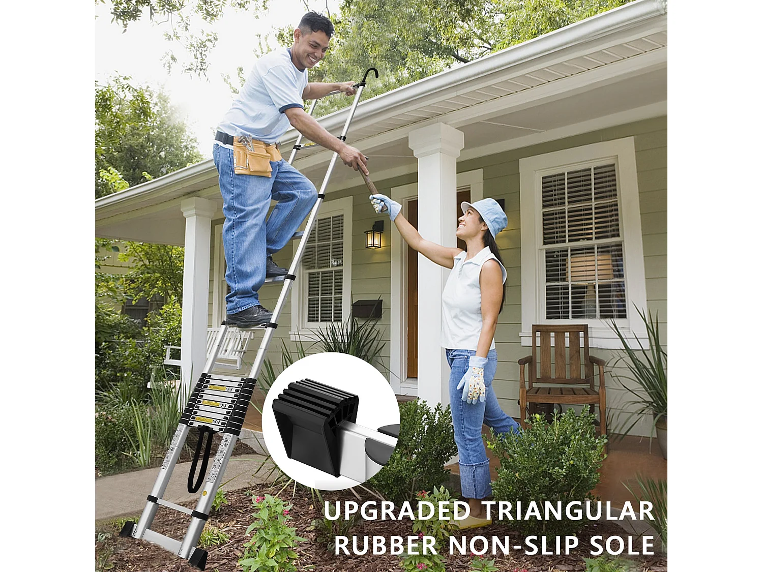 Opvouwbare DIY Telescoopladder van Aluminium 6,2 m met haken, max. belasting 150 kg, robuust