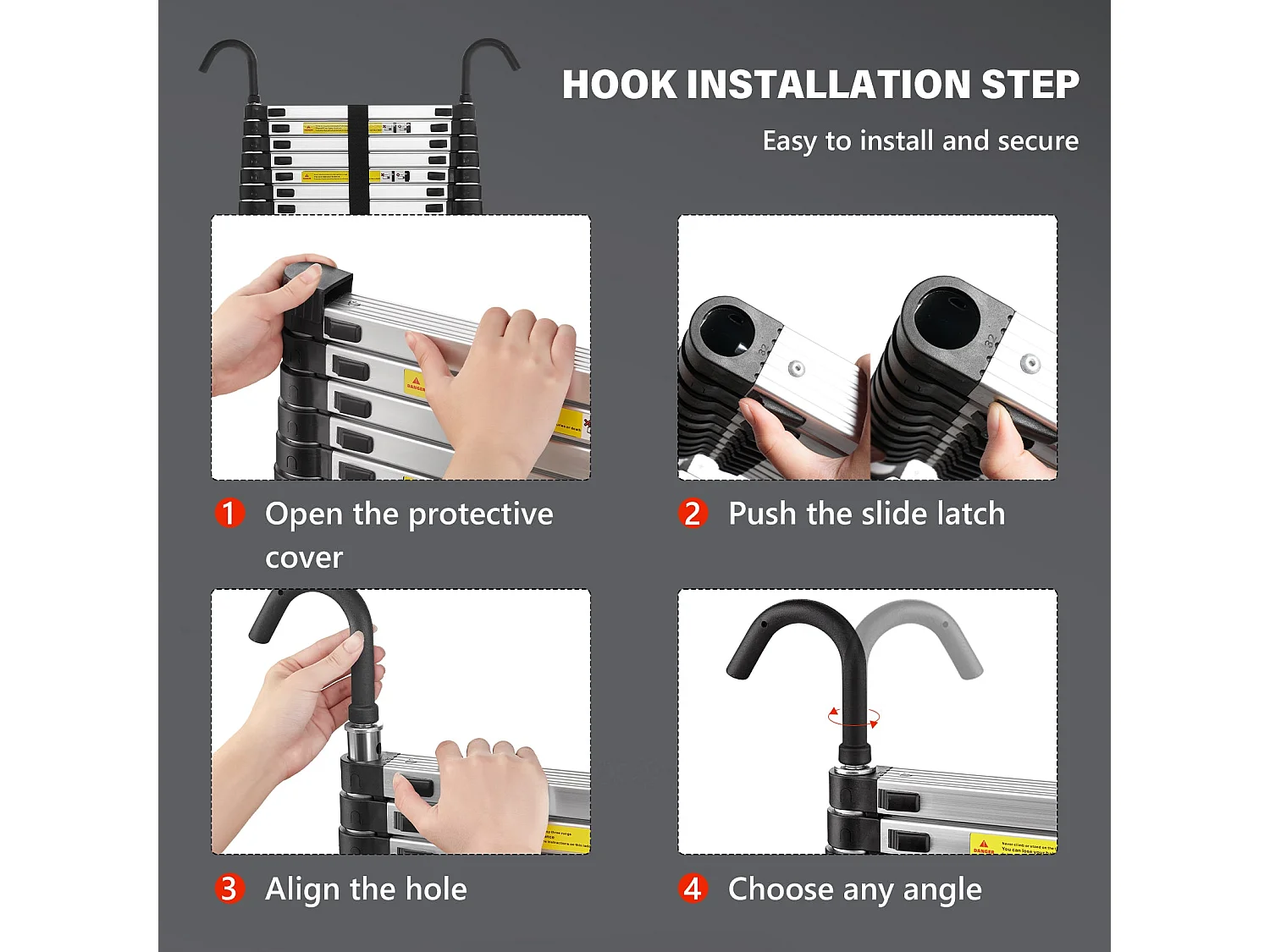 Échelle Télescopique 5M en Aluminium Bricolage Pliable,Charge Maximale 150kg