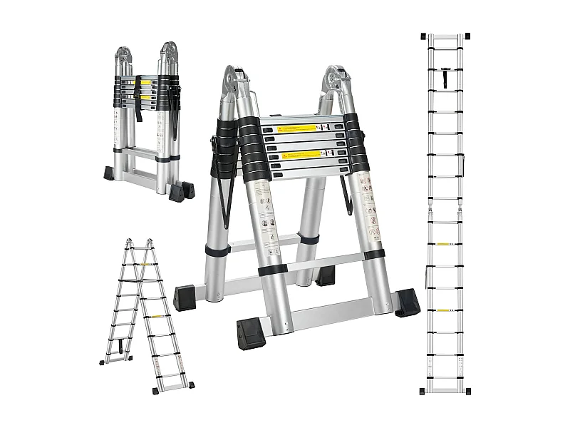 Échelle télescopique de 5 m(2.5+2.5), Echelle Pliante 2 en 1, Charge 150 kg