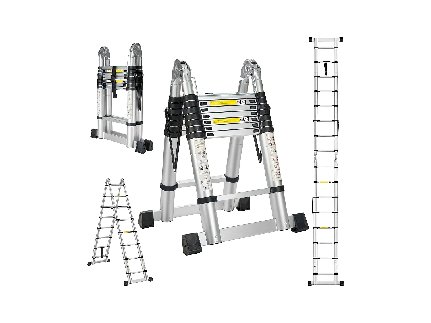 Échelle télescopique de 5 m(2.5+2.5), Echelle Pliante 2 en 1, Charge 150 kg