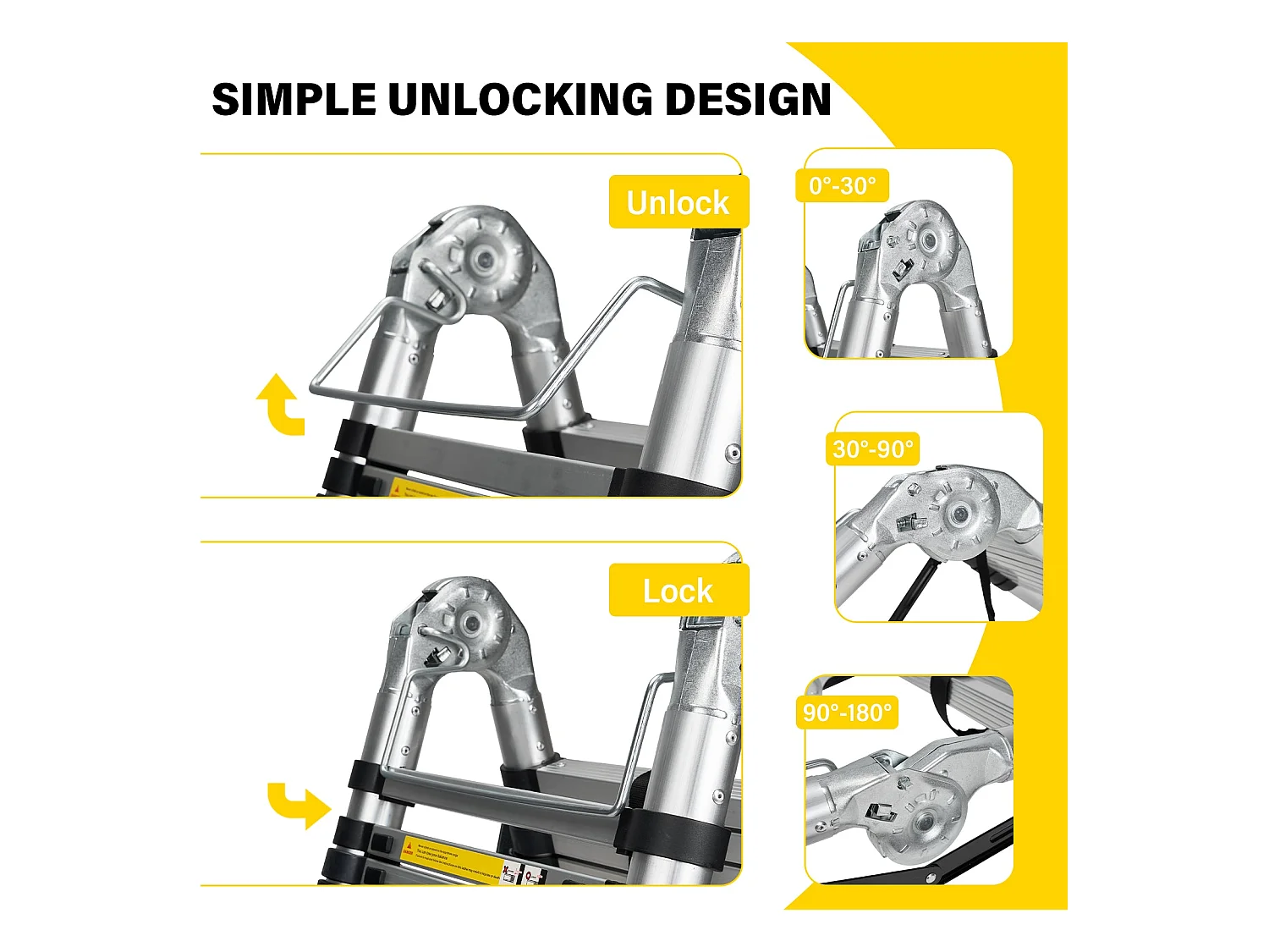 Échelle télescopique de 5 m(2.5+2.5), Echelle Pliante 2 en 1, Charge 150 kg