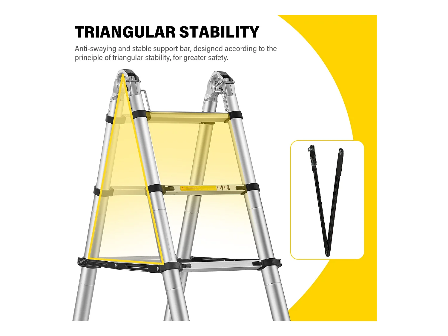 Échelle télescopique de 5 m(2.5+2.5), Echelle Pliante 2 en 1, Charge 150 kg