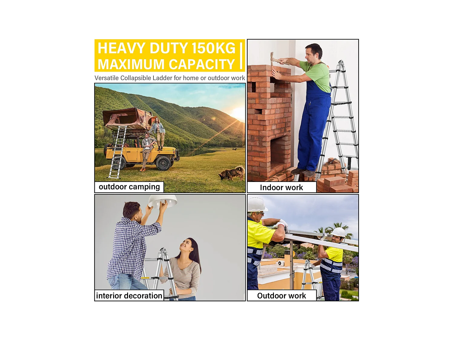 Échelle télescopique de 5 m(2.5+2.5), Echelle Pliante 2 en 1, Charge 150 kg