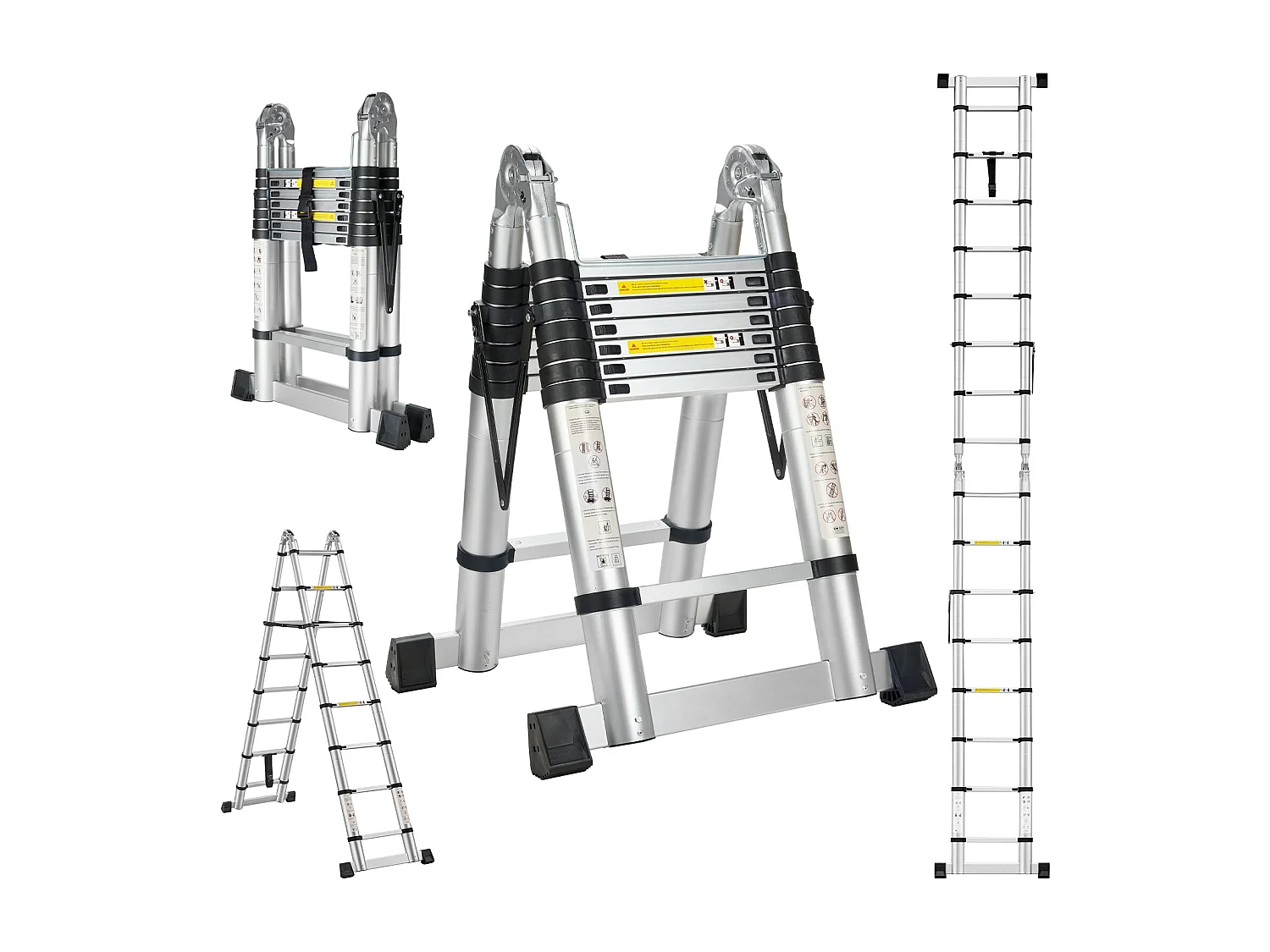 Échelle télescopique de 5 m(2.5+2.5), Echelle Pliante 2 en 1, Charge 150 kg