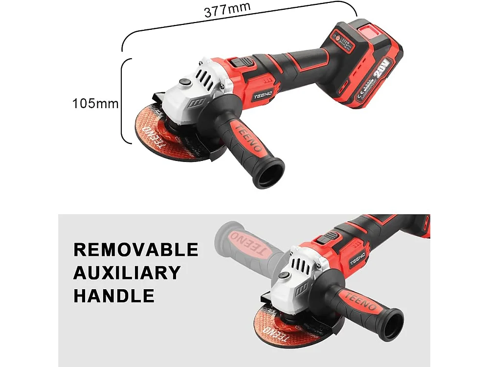 Haakse Slijper Borstelloos 125mm, 2 Lithium-ion Accu's 20V 3.0Ah