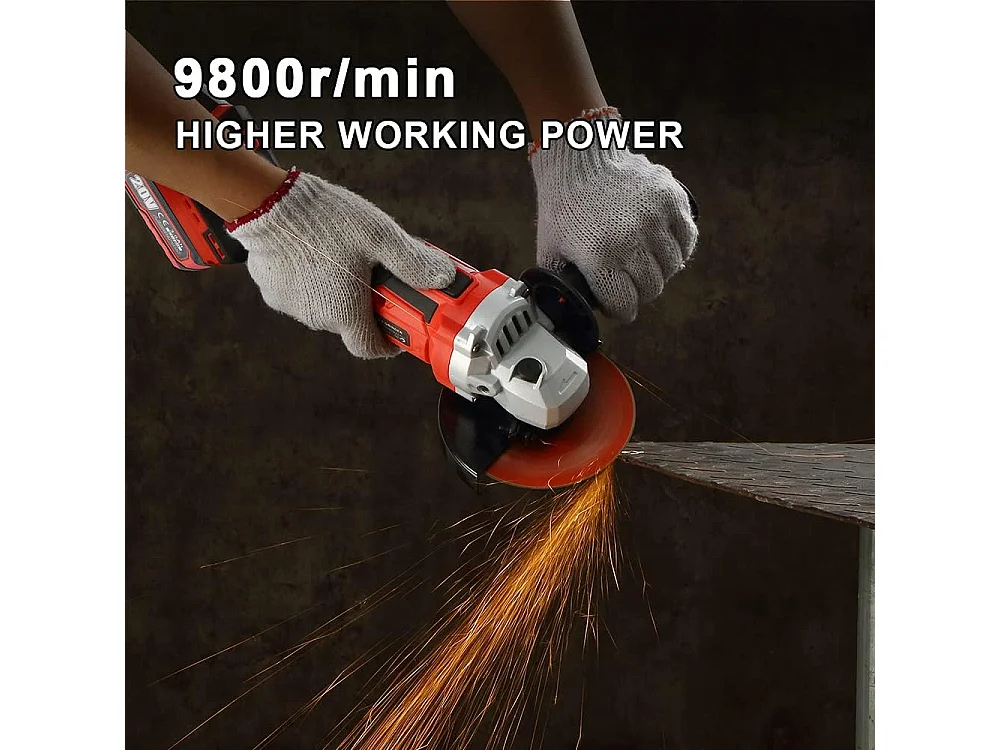 Haakse Slijper Borstelloos 125mm, 2 Lithium-ion Accu's 20V 3.0Ah