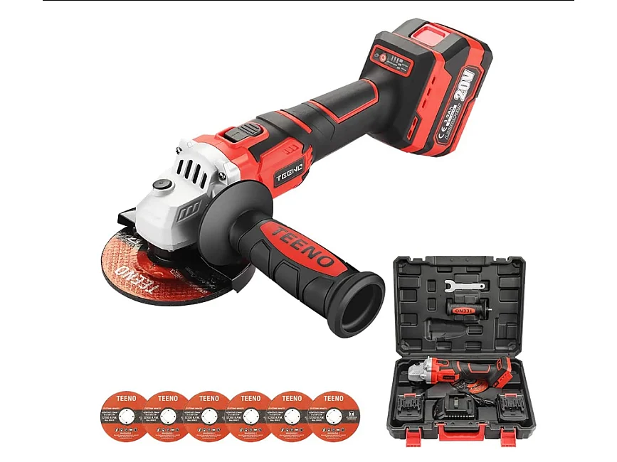 Haakse Slijper Borstelloos 125mm, 2 Lithium-ion Accu's 20V 3.0Ah