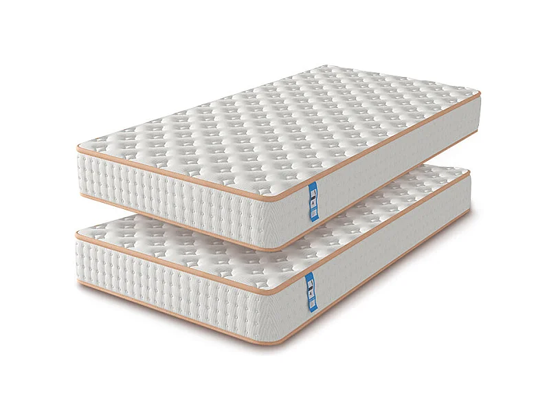 Lot de 2 Matelas en Mousse 90x190cm, Épaisseur 18cm, Conception de Ventilation 3D, Certificat Oeko-tex