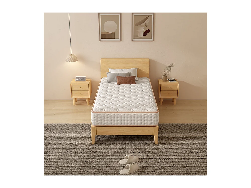 Lot de 2 Matelas en Mousse 90x190cm, Épaisseur 18cm, Conception de Ventilation 3D, Certificat Oeko-tex
