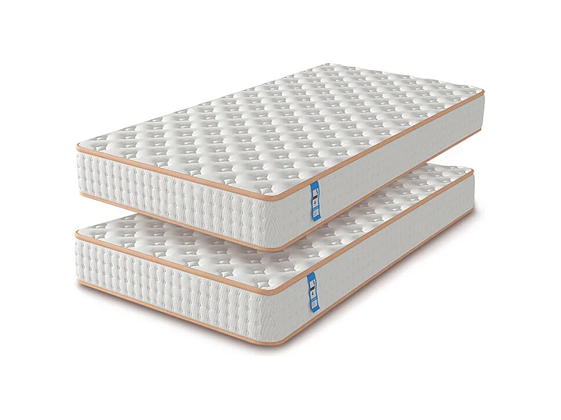 Lot de 2 Matelas en Mousse 90x190cm, Épaisseur 18cm, Conception de Ventilation 3D, Certificat Oeko-tex